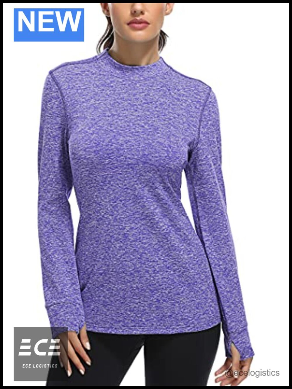 Fulbelle Thermal Fleece Mock Neck Long Sleeve Running Shirt Thumbholes Base